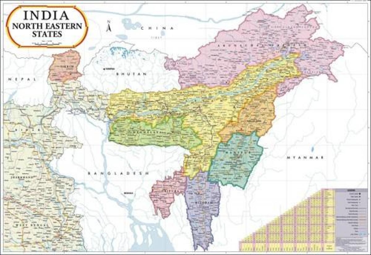 timur laut India peta