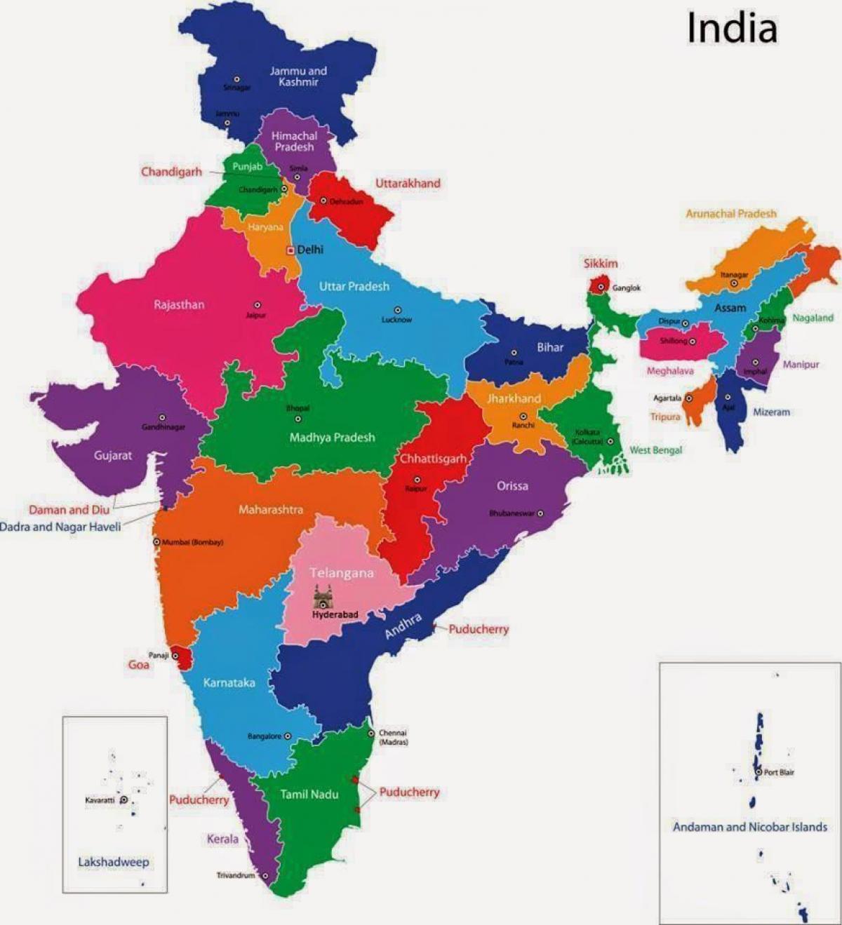 peta dari India dengan negara-negara